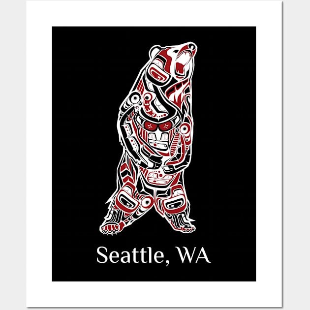 Seattle Washington Native American Indian Brown Grizzly Bear Gift Wall Art by twizzler3b